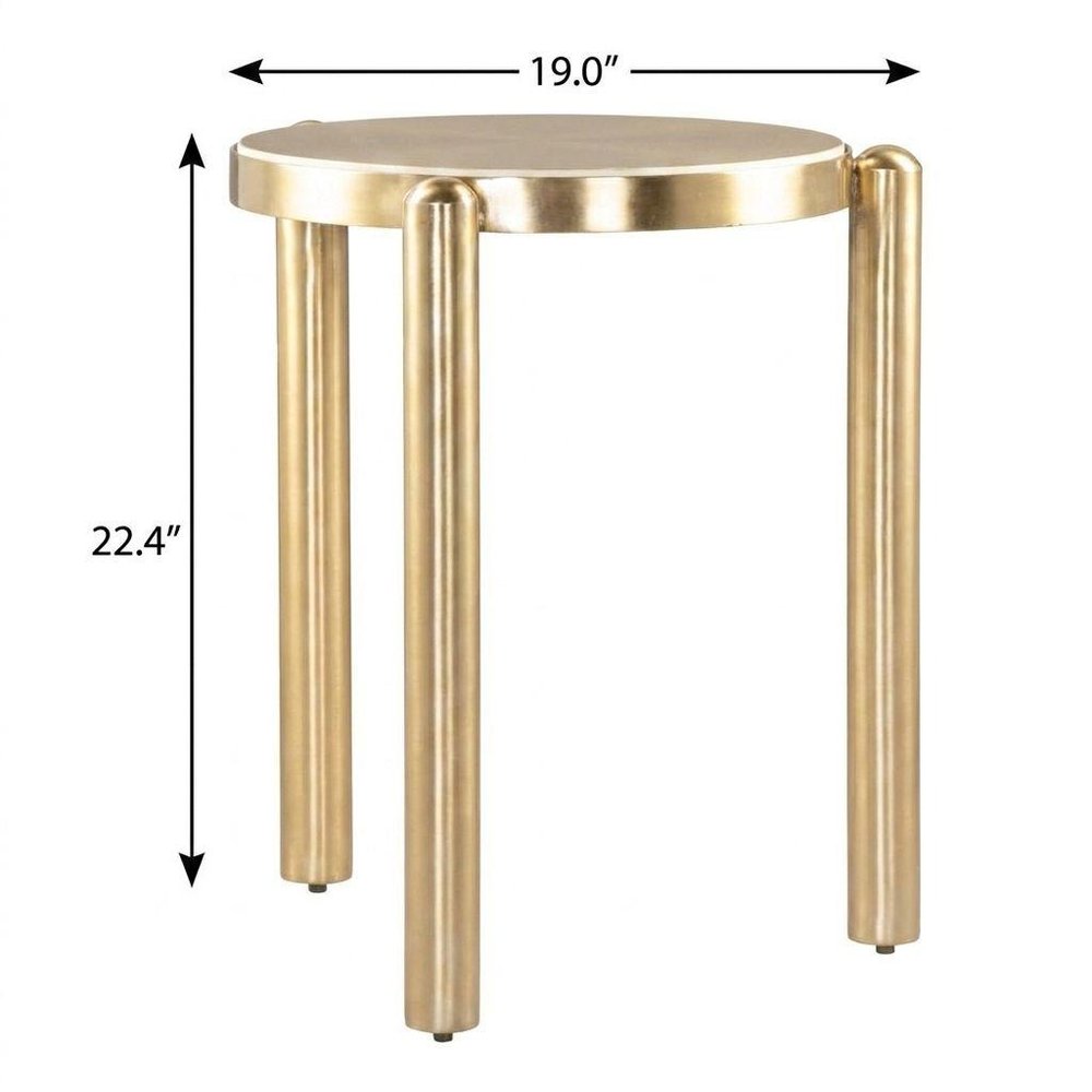 22" White And Gold Marble and Iron Round End Table — view 10