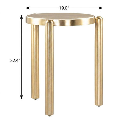 22" White And Gold Marble and Iron Round End Table HomeRoots