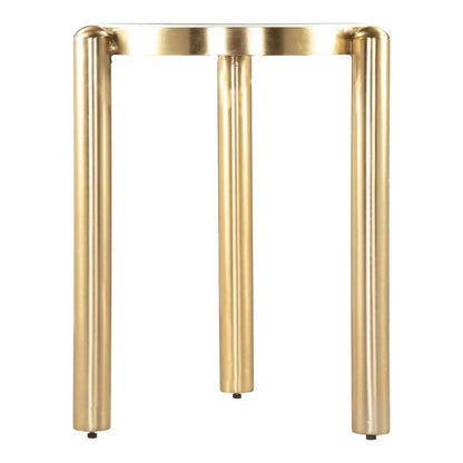 22" White And Gold Marble and Iron Round End Table HomeRoots