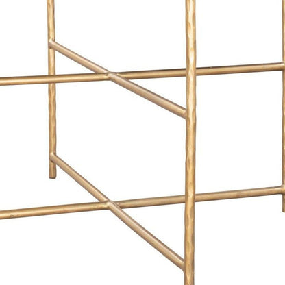 22" Gold Tempered Glass And Iron Square End Table HomeRoots