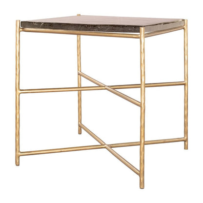 22" Gold Tempered Glass And Iron Square End Table HomeRoots