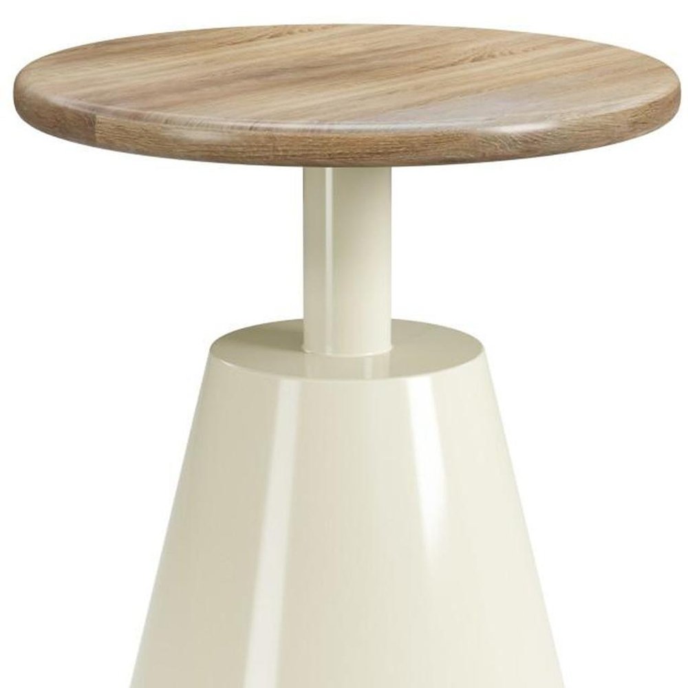 22" Natural and Ivory Wood and Steel Round Pedestal End Table HomeRoots