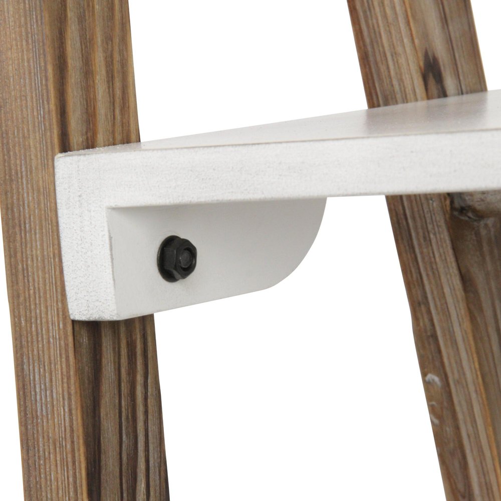 61" Brown And White Distressed Wood Four Tier Tier Ladder Bookcase — view 8