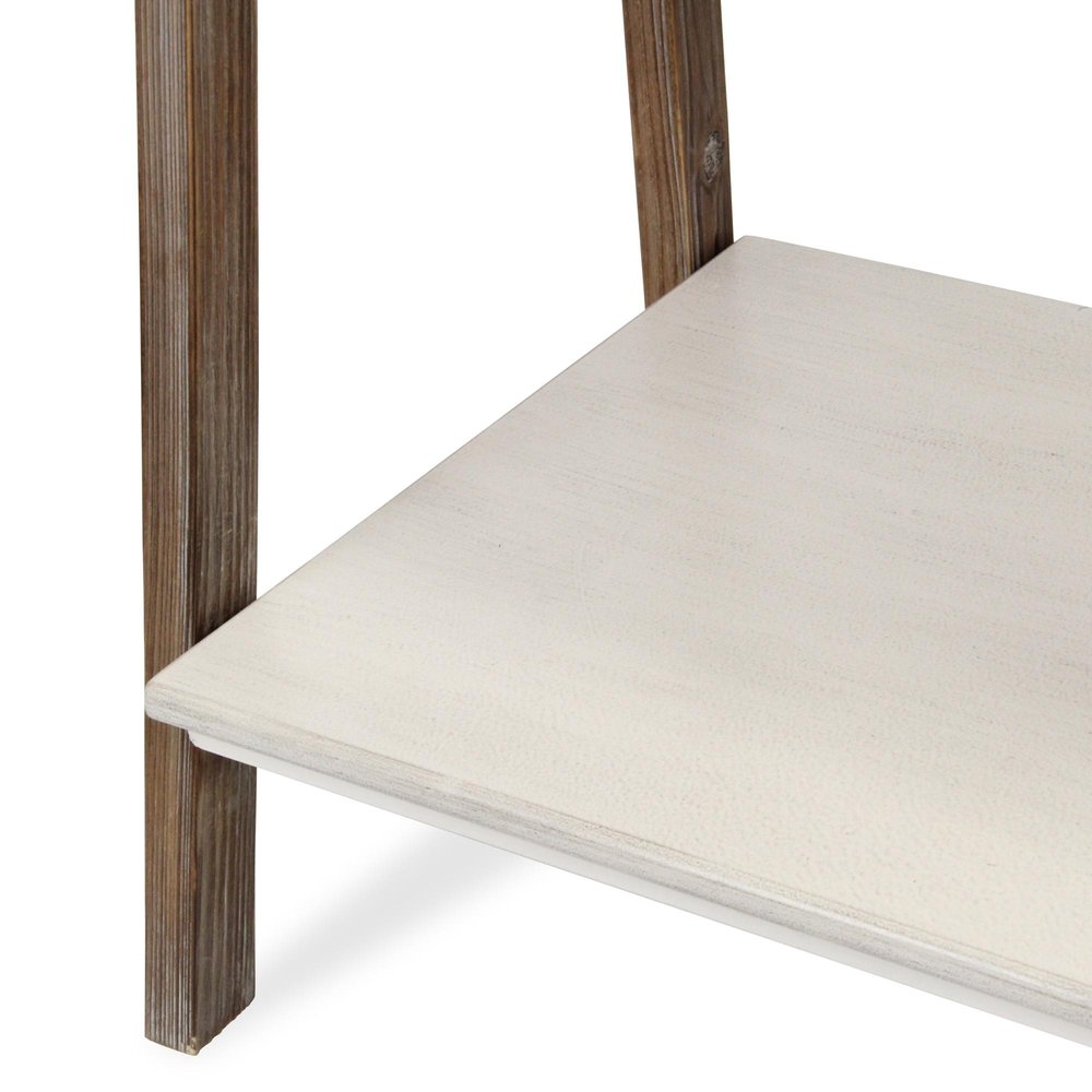 61" Brown And White Distressed Wood Four Tier Tier Ladder Bookcase HomeRoots