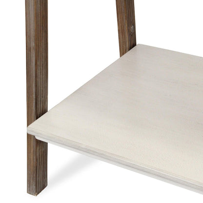61" Brown And White Distressed Wood Four Tier Tier Ladder Bookcase