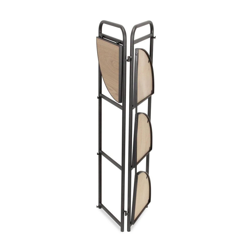 47" Brown Distressed Metal And Wood Four Tier Corner Bookcase HomeRoots