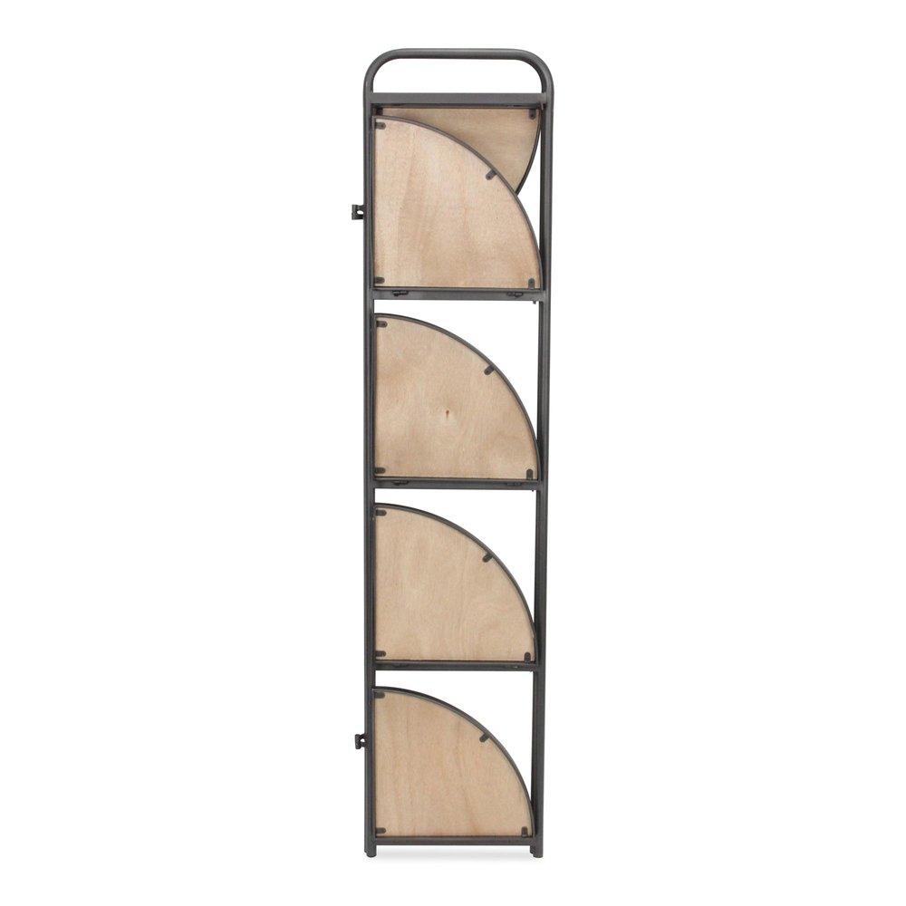 62" Black And Brown Metal and Wood Five Tier Corner Bookcase — view 8