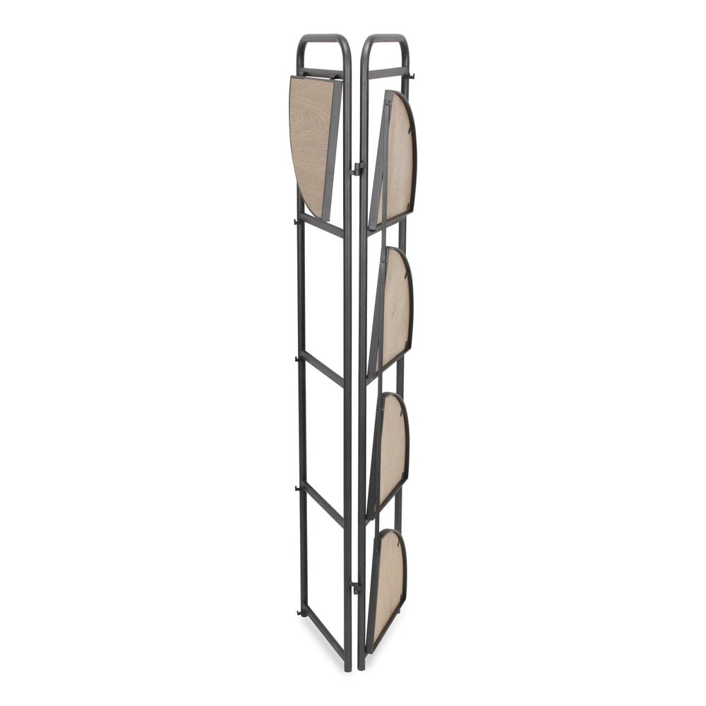 62" Black And Brown Metal and Wood Five Tier Corner Bookcase — view 7