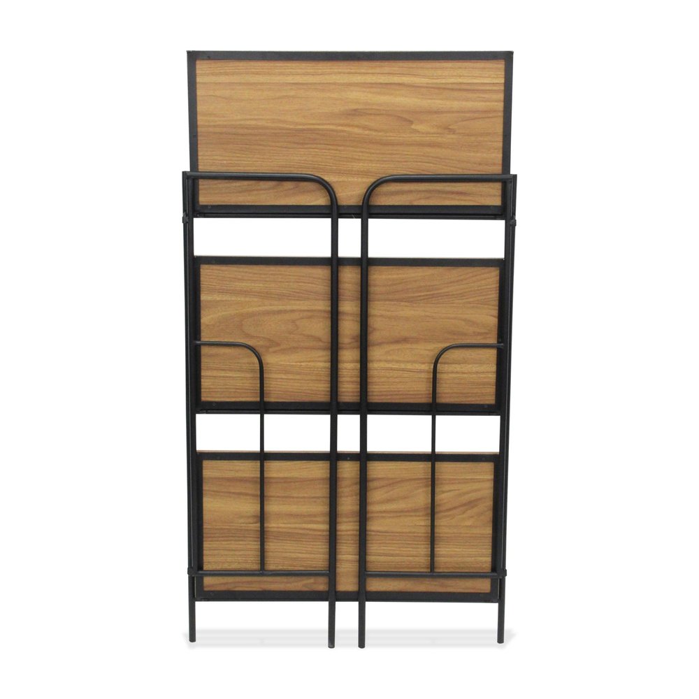 37" Brown Distressed Metal And Wood Three Tier Etagere Bookcase — view 7