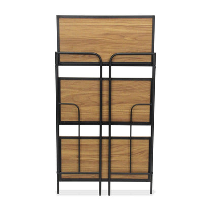 37" Brown Distressed Metal And Wood Three Tier Etagere Bookcase HomeRoots
