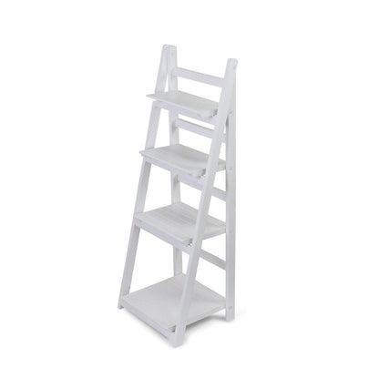 44" White Distressed Wood Four Tier Ladder Bookcase HomeRoots