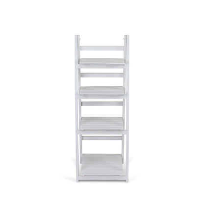 44" White Distressed Wood Four Tier Ladder Bookcase HomeRoots