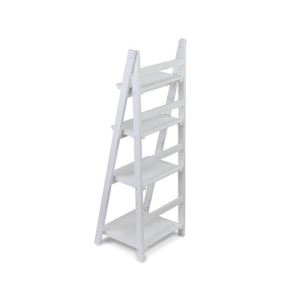 44" White Distressed Wood Four Tier Ladder Bookcase HomeRoots
