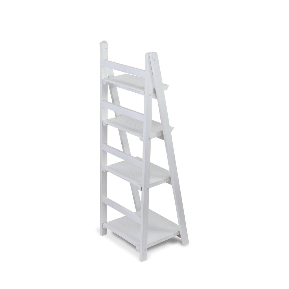 44" White Distressed Wood Four Tier Ladder Bookcase HomeRoots