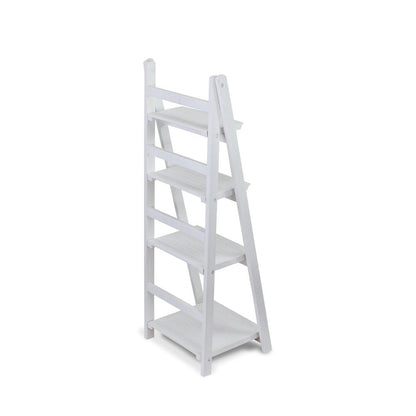 44" White Distressed Wood Four Tier Ladder Bookcase HomeRoots