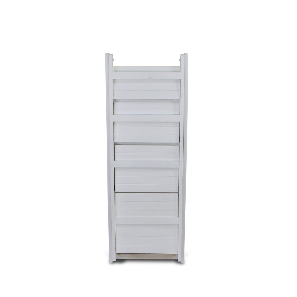 44" White Distressed Wood Four Tier Ladder Bookcase — view 6