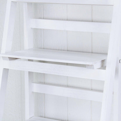 44" White Distressed Wood Four Tier Ladder Bookcase HomeRoots