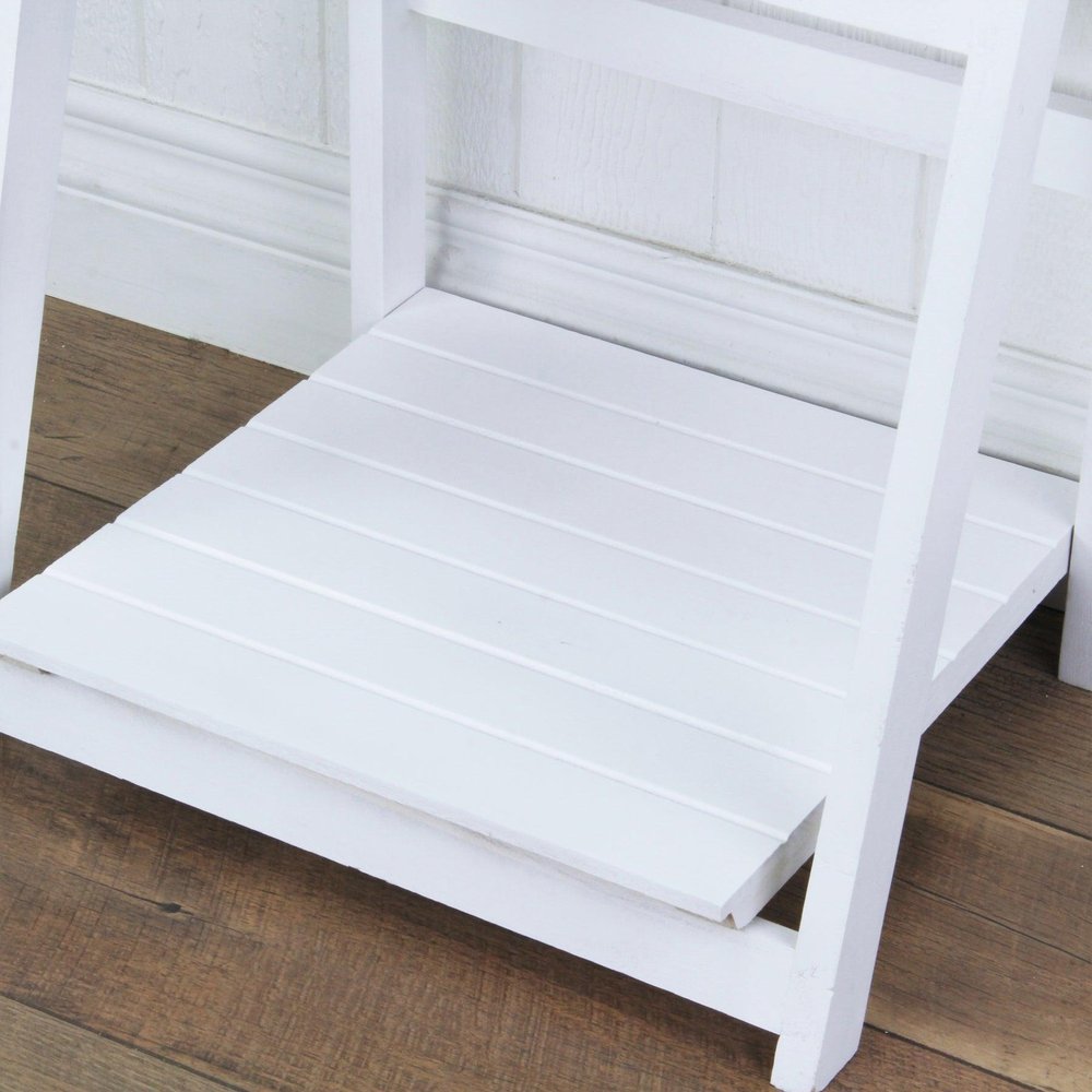 44" White Distressed Wood Four Tier Ladder Bookcase — view 8