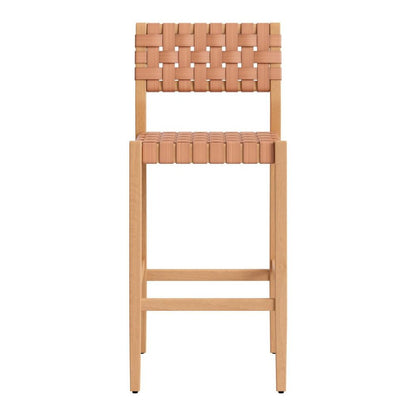30" Brown Solid Wood Low Back Outdoor Bar Height Chair HomeRoots