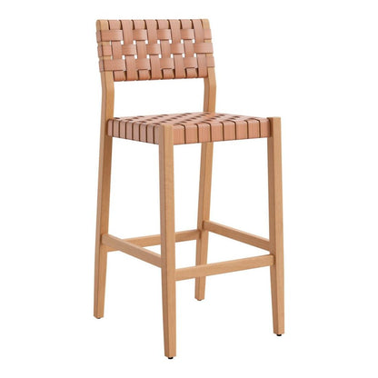 30" Brown Solid Wood Low Back Outdoor Bar Height Chair HomeRoots