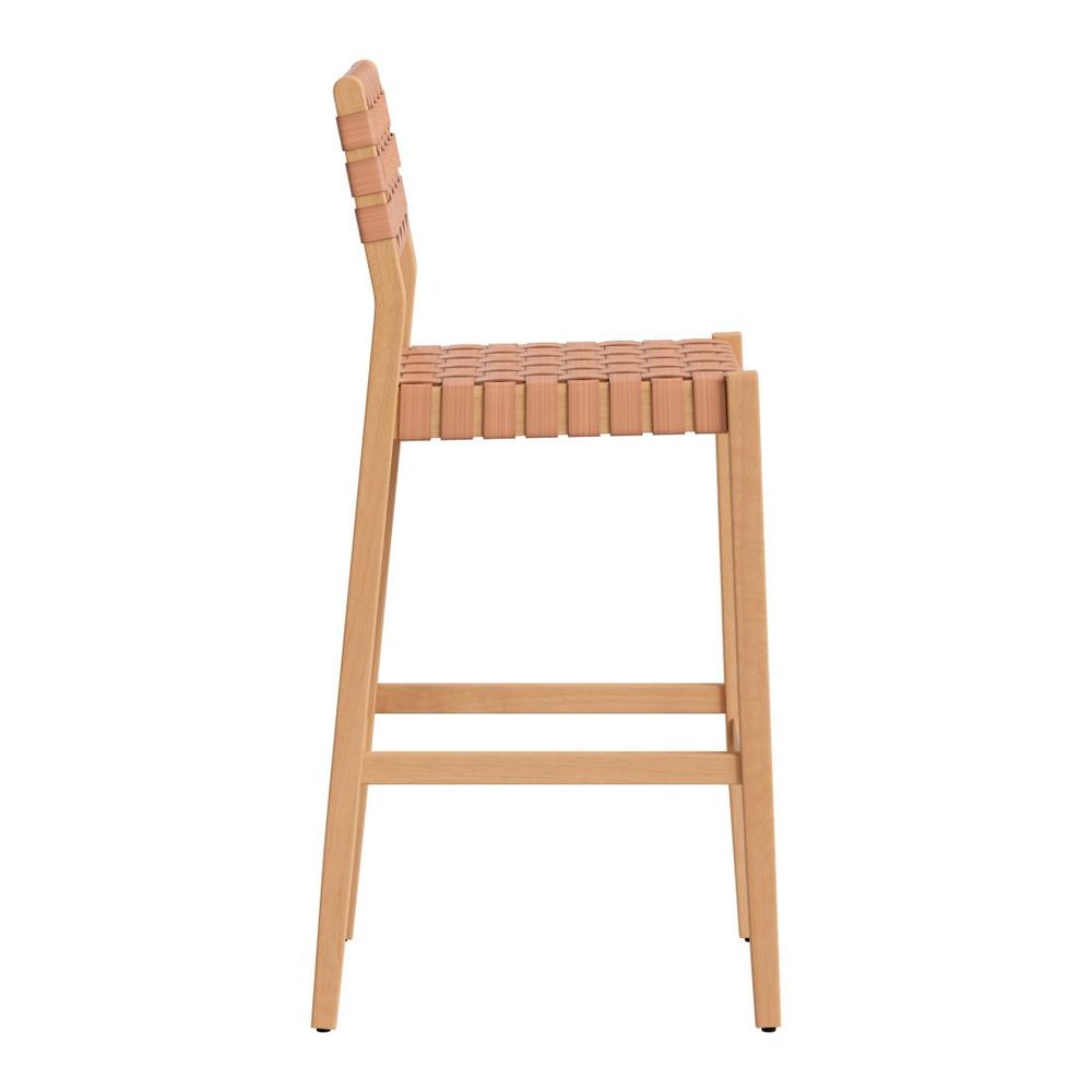 30" Brown Solid Wood Low Back Outdoor Bar Height Chair HomeRoots