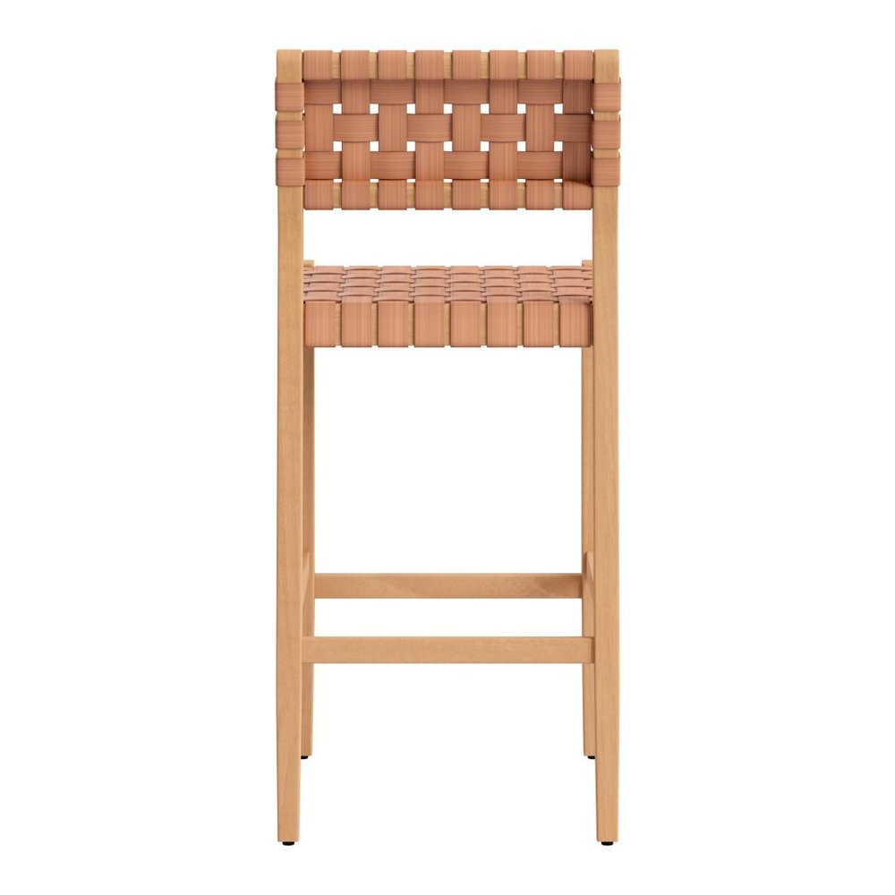30" Brown Solid Wood Low Back Outdoor Bar Height Chair HomeRoots