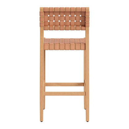30" Brown Solid Wood Low Back Outdoor Bar Height Chair HomeRoots