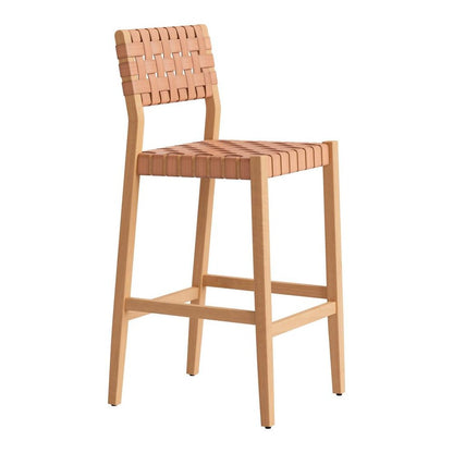 30" Brown Solid Wood Low Back Outdoor Bar Height Chair HomeRoots