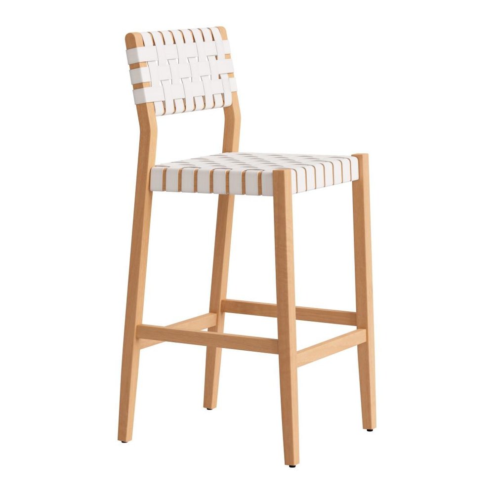 30" White Solid Wood Low Back Outdoor Bar Height Chair HomeRoots