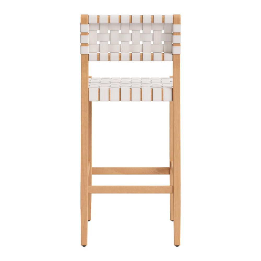 30" White Solid Wood Low Back Outdoor Bar Height Chair — view 4