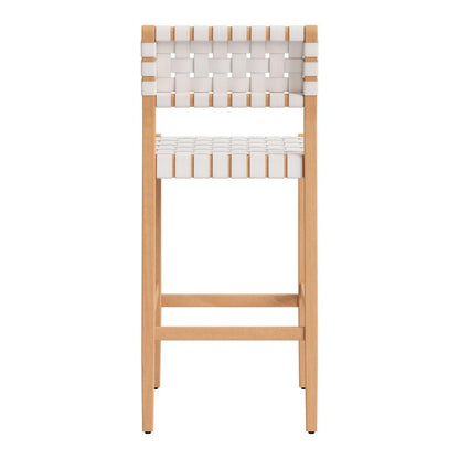 30" White Solid Wood Low Back Outdoor Bar Height Chair HomeRoots