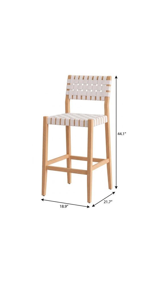 30" White Solid Wood Low Back Outdoor Bar Height Chair HomeRoots