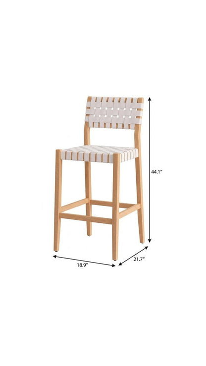 30" White Solid Wood Low Back Outdoor Bar Height Chair HomeRoots