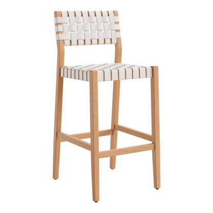 30" White Solid Wood Low Back Outdoor Bar Height Chair HomeRoots