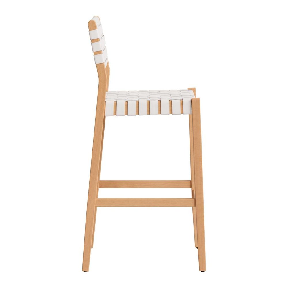30" White Solid Wood Low Back Outdoor Bar Height Chair — view 2