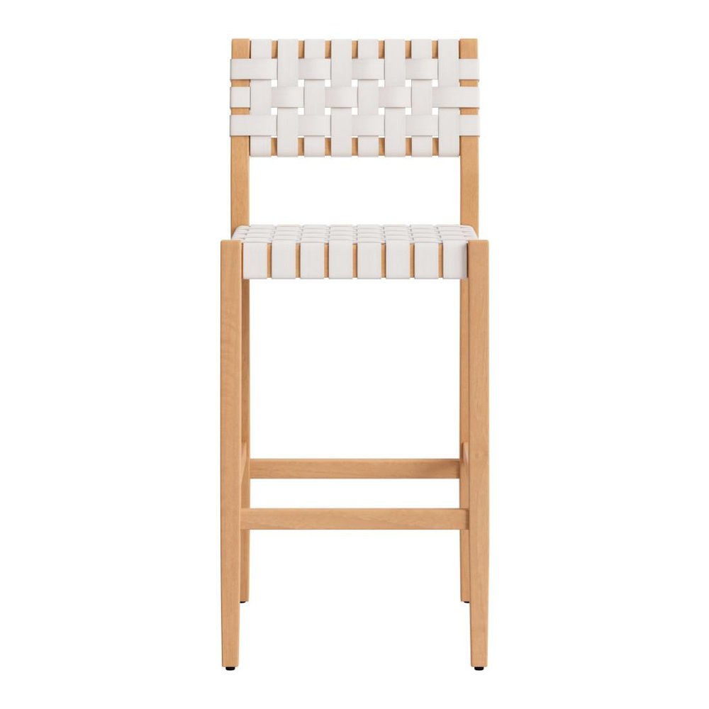30" White Solid Wood Low Back Outdoor Bar Height Chair HomeRoots