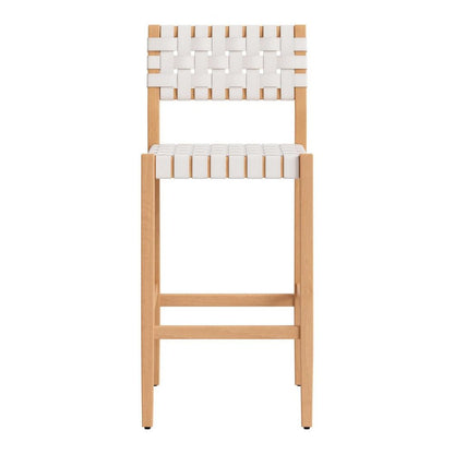 30" White Solid Wood Low Back Outdoor Bar Height Chair HomeRoots