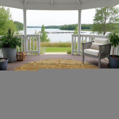 8' Copper And Orange Round Tribal Washable Indoor Outdoor Area Rug HomeRoots