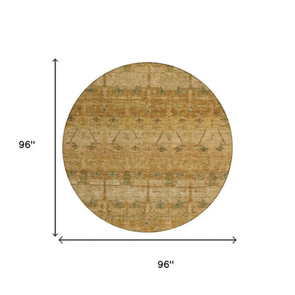 8' Copper And Orange Round Tribal Washable Indoor Outdoor Area Rug HomeRoots