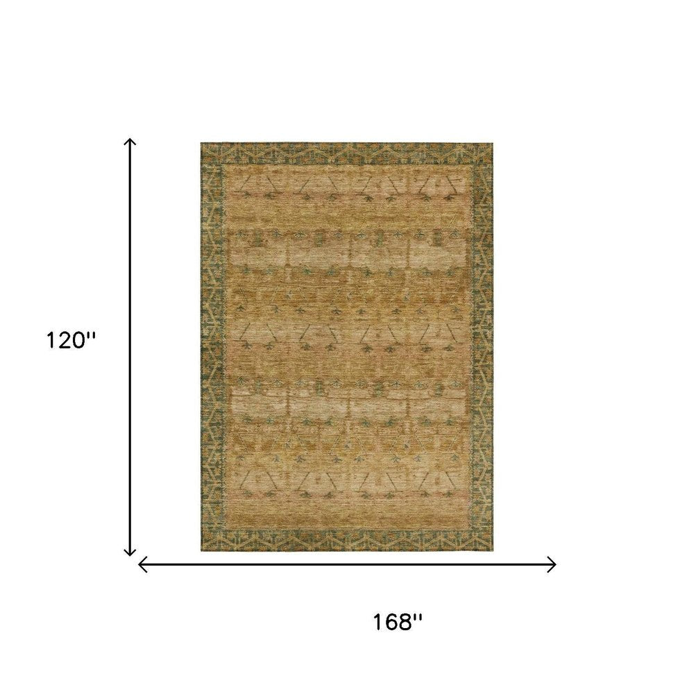 10' X 14' Copper And Orange Tribal Washable Indoor Outdoor Area Rug HomeRoots