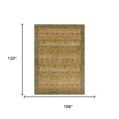 10' X 14' Copper And Orange Tribal Washable Indoor Outdoor Area Rug HomeRoots