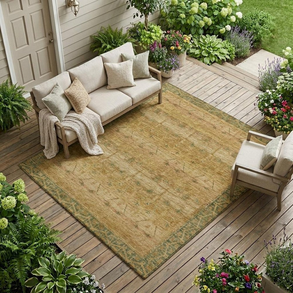 10' X 14' Copper And Orange Tribal Washable Indoor Outdoor Area Rug HomeRoots