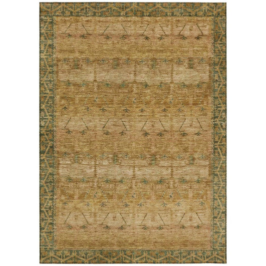 10' X 14' Copper And Orange Tribal Washable Indoor Outdoor Area Rug