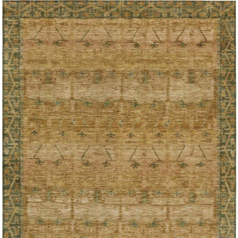 10' X 14' Copper And Orange Tribal Washable Indoor Outdoor Area Rug HomeRoots
