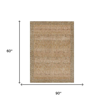 5' X 8' Coral And Orange Tribal Washable Indoor Outdoor Area Rug HomeRoots