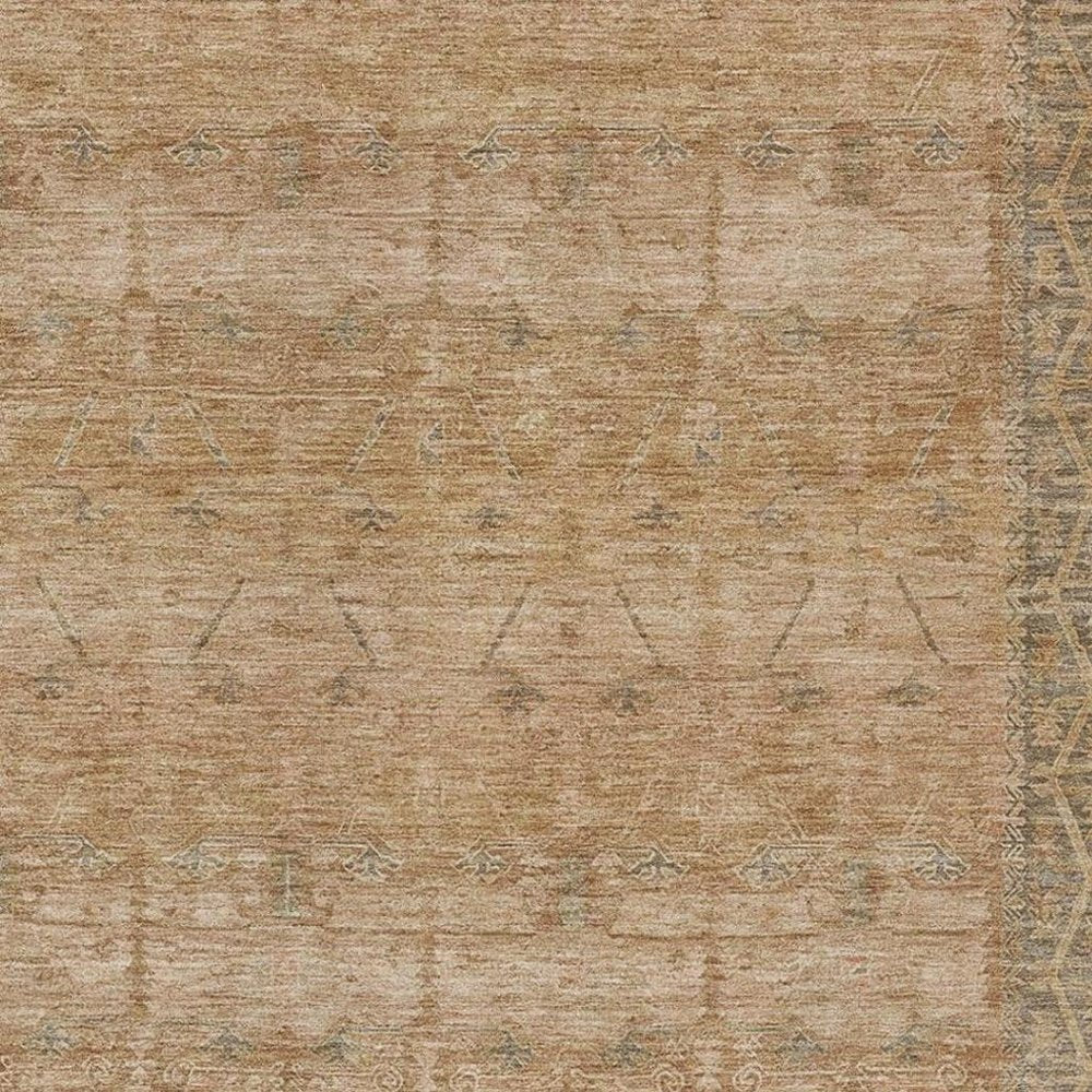 5' X 8' Coral And Orange Tribal Washable Indoor Outdoor Area Rug HomeRoots
