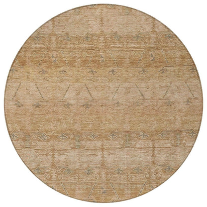 8' Coral And Orange Round Tribal Washable Indoor Outdoor Area Rug HomeRoots