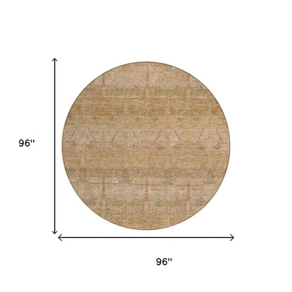8' Coral And Orange Round Tribal Washable Indoor Outdoor Area Rug HomeRoots