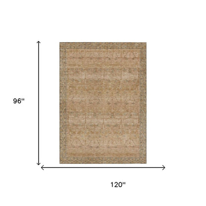 8' X 10' Coral And Orange Tribal Washable Indoor Outdoor Area Rug HomeRoots