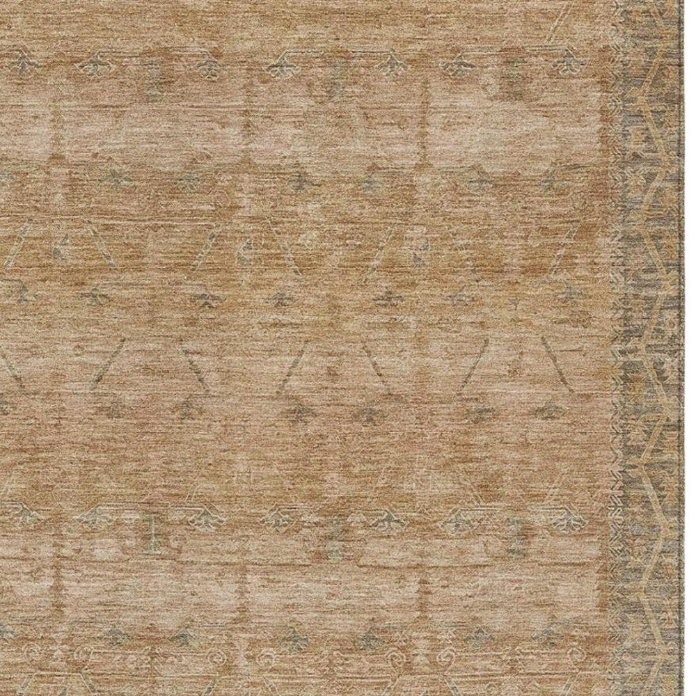 8' X 10' Coral And Orange Tribal Washable Indoor Outdoor Area Rug HomeRoots